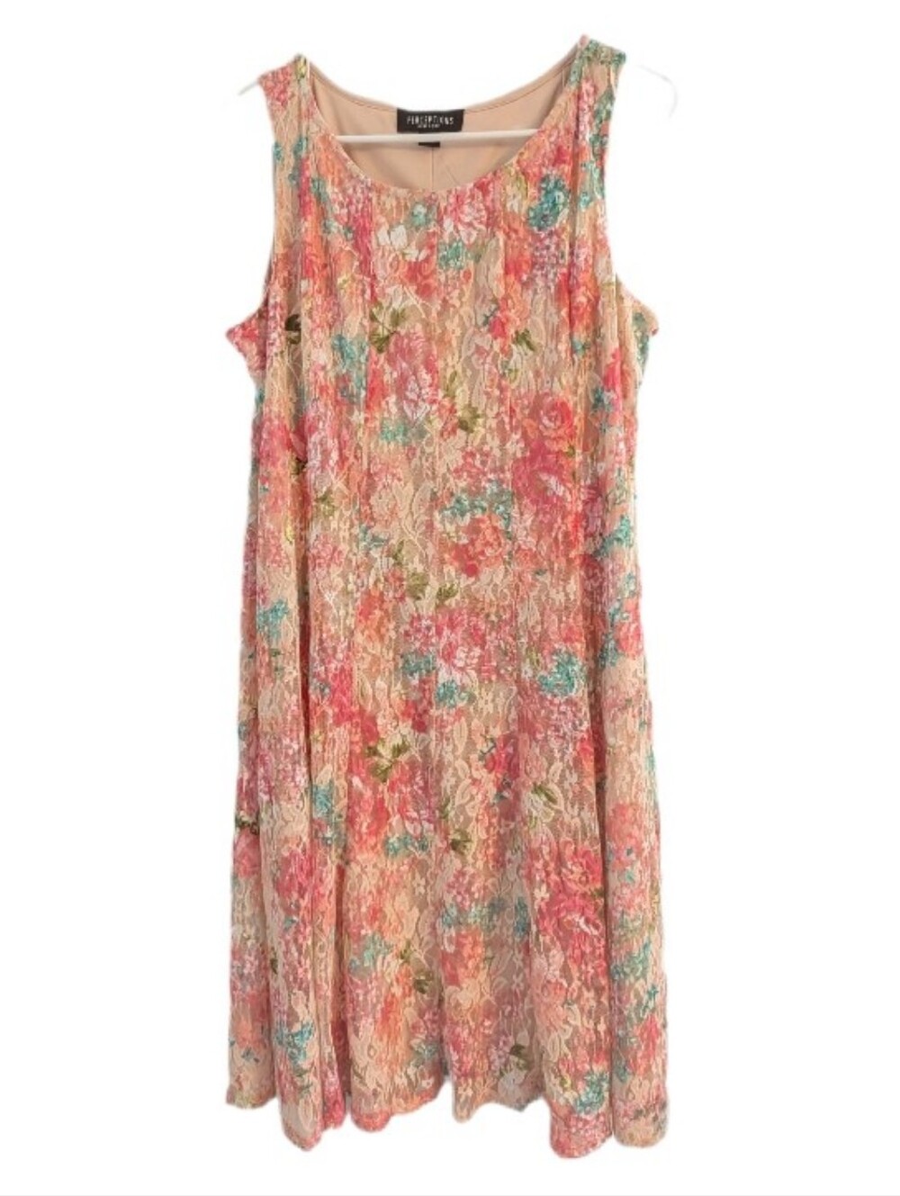 Perceptions Floral Lace Layered Sleeveless Midi Dress L